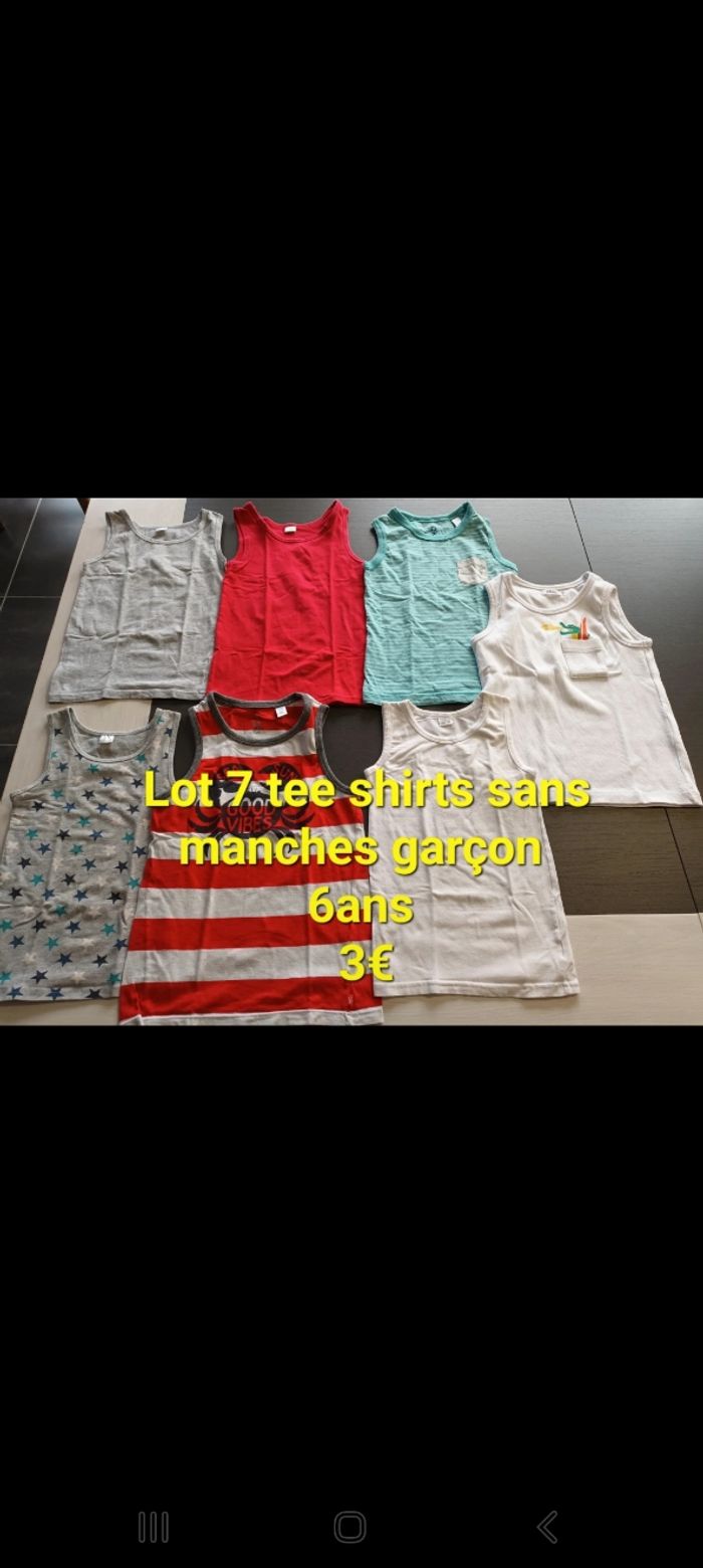 Lot 7 tee shirts sans manches garçon 6ans
