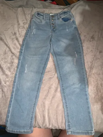 Jean bleu clair, effet usé vintage