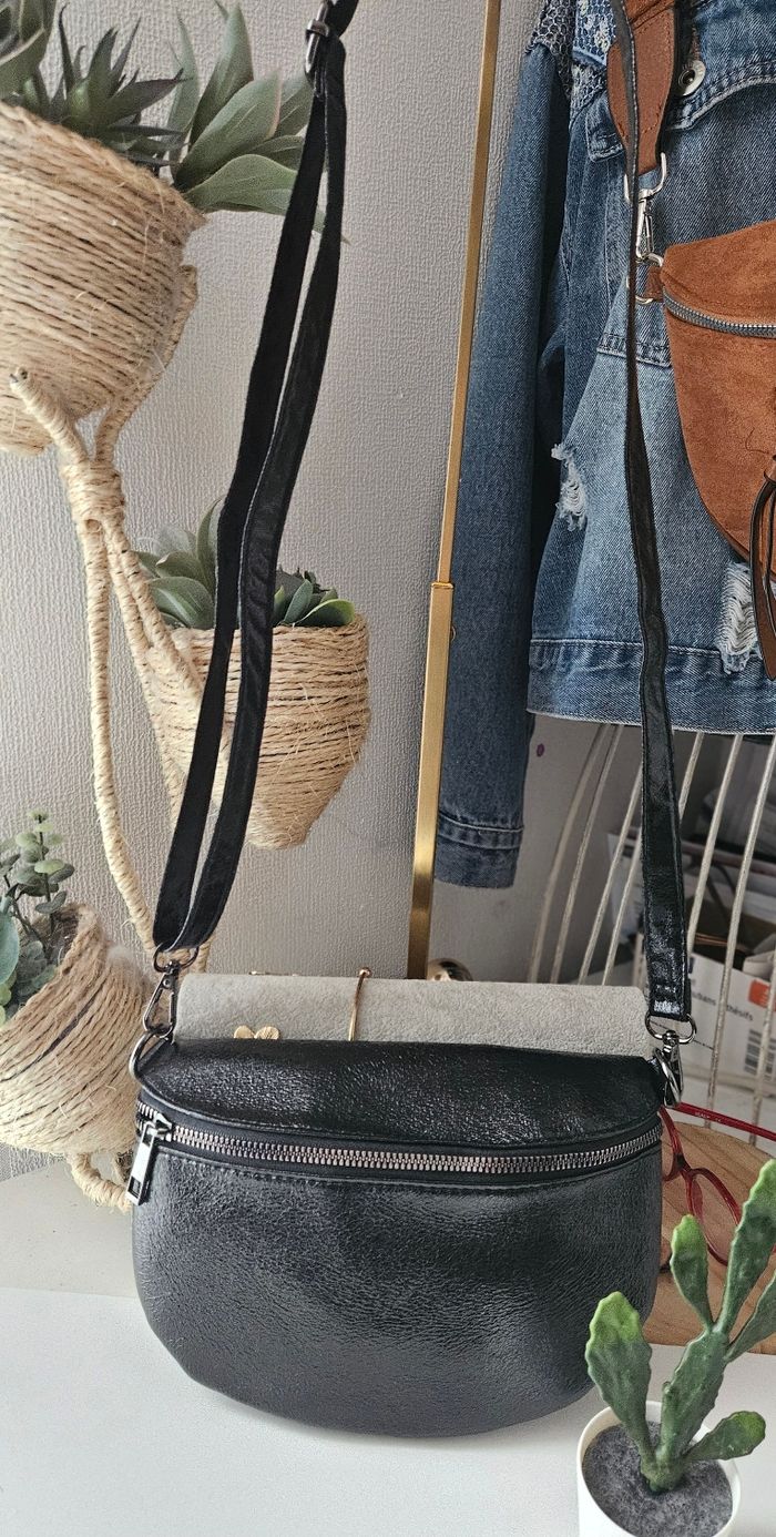 Sac banane noir irisé brillant neuf - photo numéro 5
