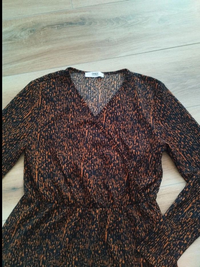 Blouse cache cœur orange et noire XS Only - photo numéro 2
