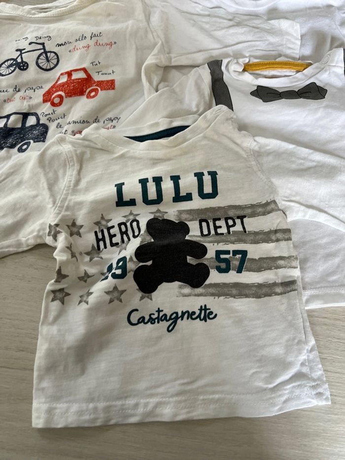 Lots 5 T-shirts manches longues blancs 3 mois - photo numéro 2