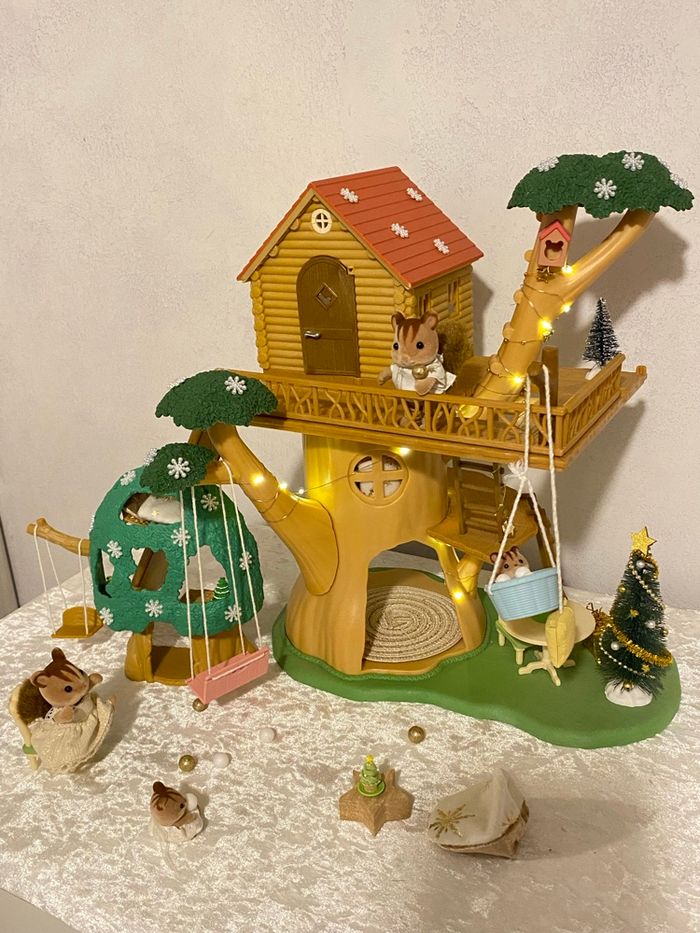 Chalet cabane, maison arbre Sylvanian, familier, écureuil Noël - photo numéro 6