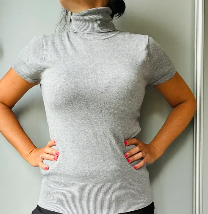 TEE shirt pull manches courtes col roulé