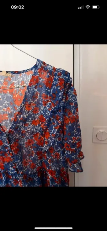 Robe fleurie été bleu et rouge