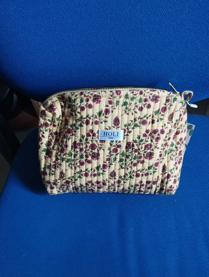 Grande trousse de toilette coton fait main/trousse de voyage/trousse de maquillage/trousse en coton - photo numéro 6