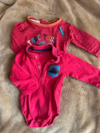 Lot de 2 bodies 3 mois rouges la compagnie des petits