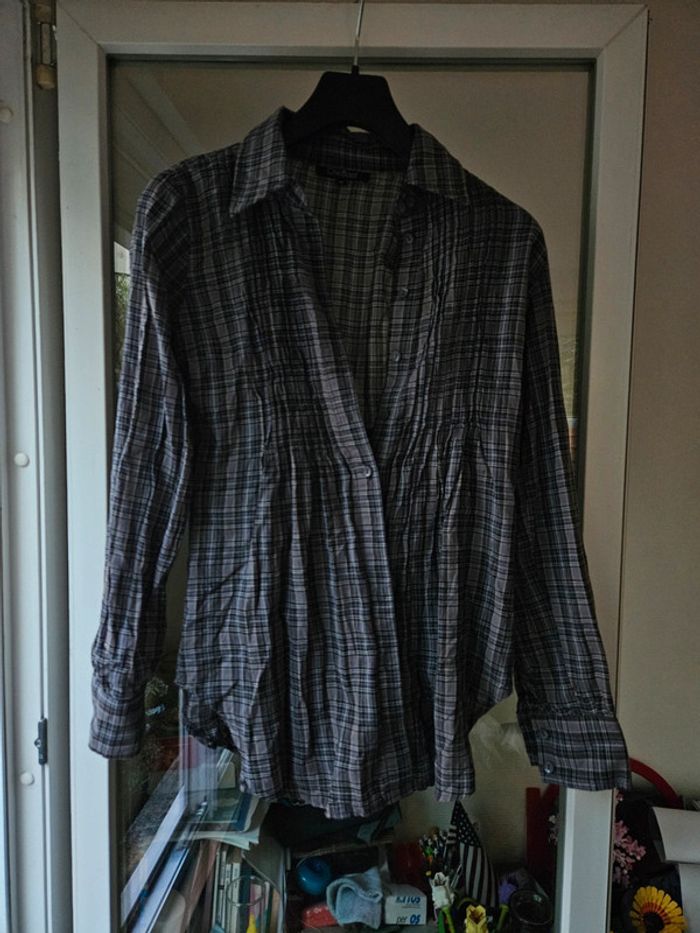 Chemise à carreaux grise vintage