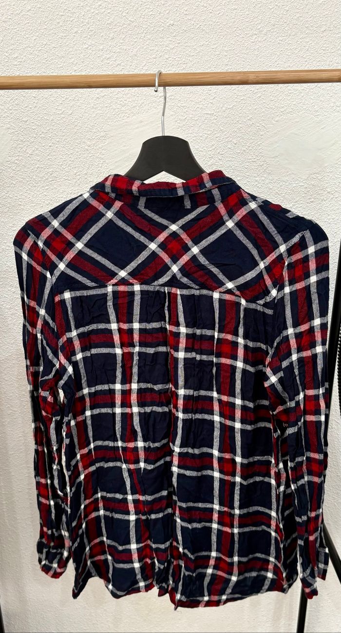 Chemise à carreaux bleue, blanc et rouge en viscose Camaïeu - Taille 42 - photo numéro 2