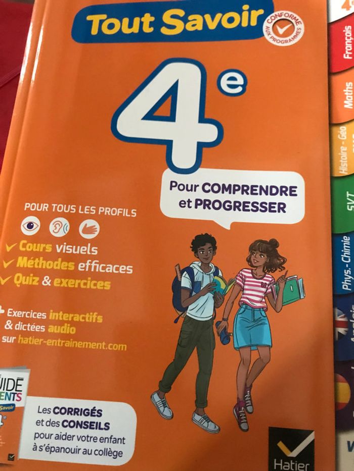 # livre #scolaire #Tout savoir #4e collection #hatier