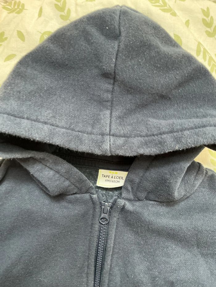 gilet zippé à capuche marine 6 mois tape à l'oeil - photo numéro 6