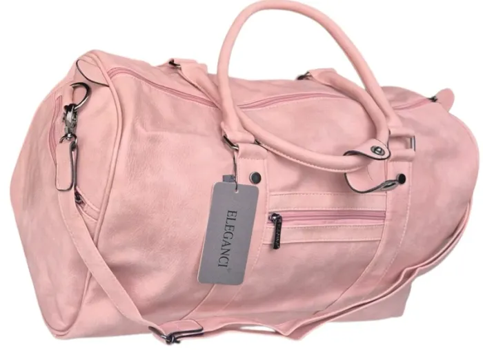 Valise cabine 55cm + Sac de voyage rose en cuir PU de qualité - photo numéro 3