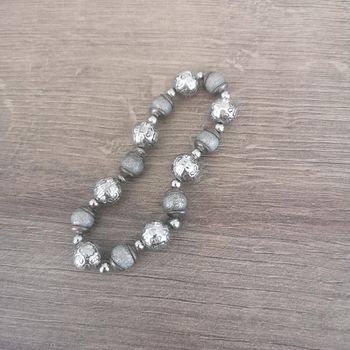 Bracelet élastique perle argentées