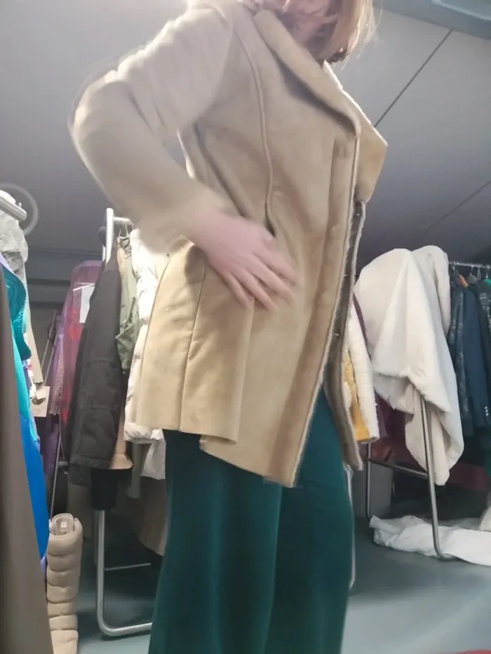 Manteau mi-long femme en fausse fourrure - Veste longue effet daim - Très chaud - Pièce Vintage A266 - photo numéro 11