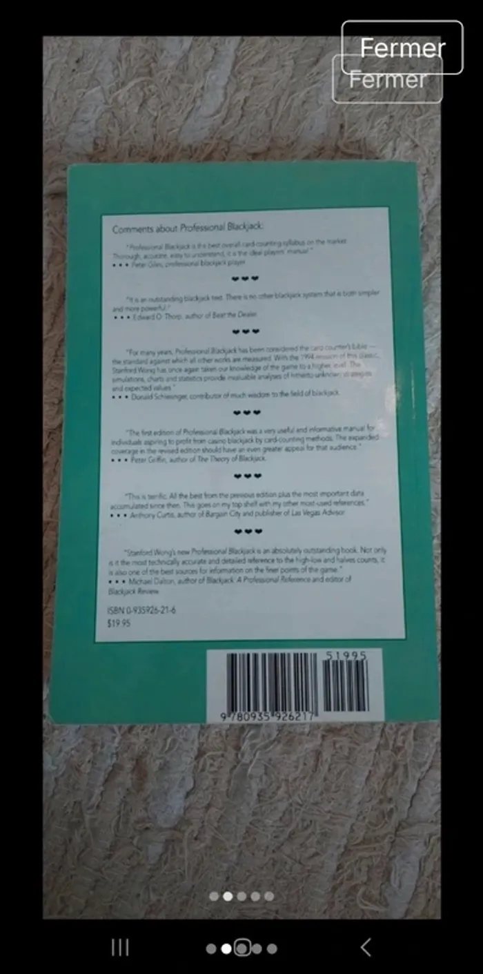 Livre Professional Blackjack de
Stanford Wong en anglais - photo numéro 2