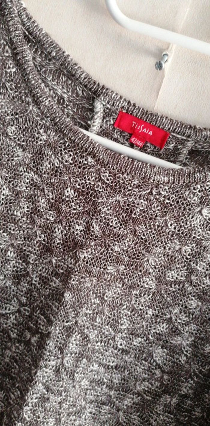 Pull chemise Tissaia marron-gris 42.44 - photo numéro 3