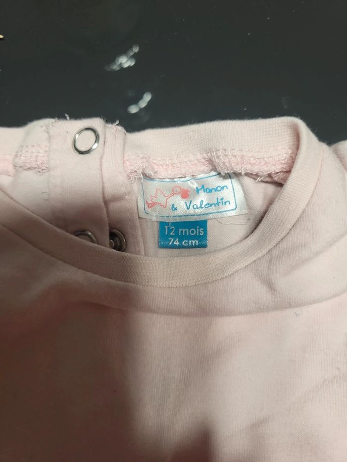 Tee shirt fille 12 mois ,Manon & Valentin - photo numéro 2