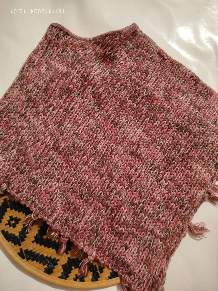 Poncho fille 4 ans tricot laine hiver - photo numéro 4