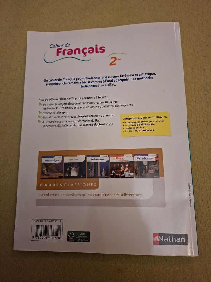 Cahier de français Seconde - photo numéro 2
