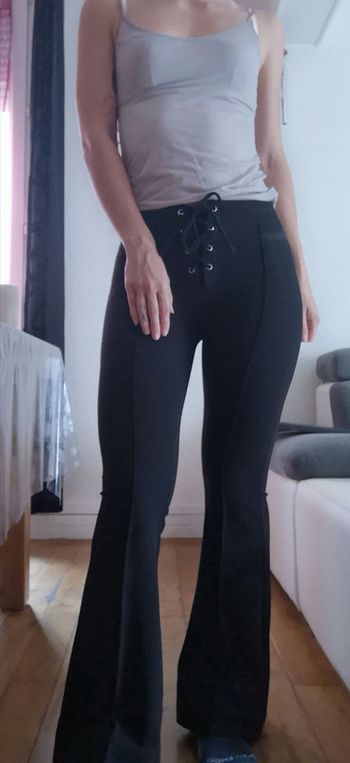Pantalon taille haute lacé