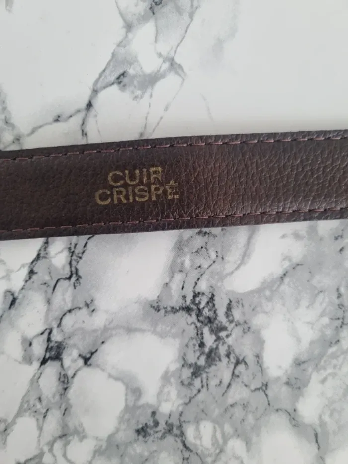 Ceinture en cuir marron et dore vintage - photo numéro 18