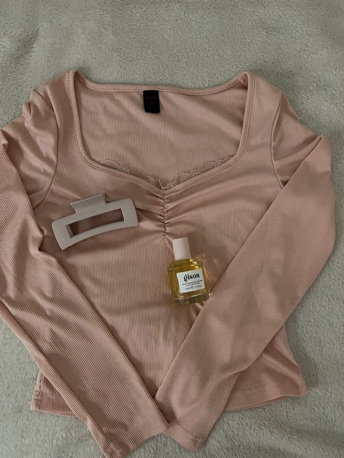 top manche longue rose shein