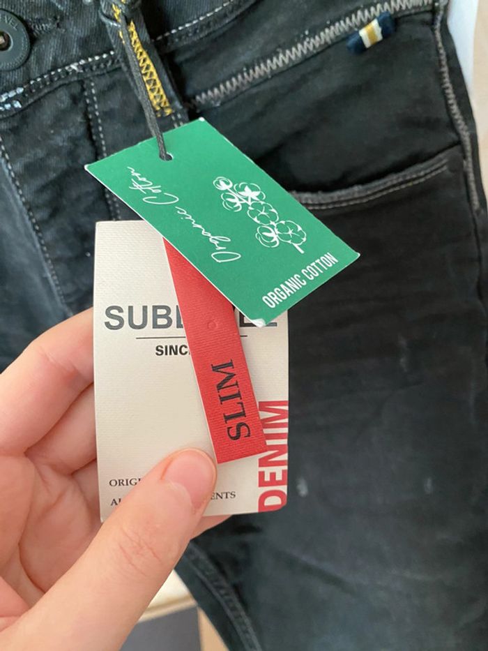Superbe beau jean noir effet dégradé blanc Homme neuf avec étiquette taille 40 Sublevel - photo numéro 16