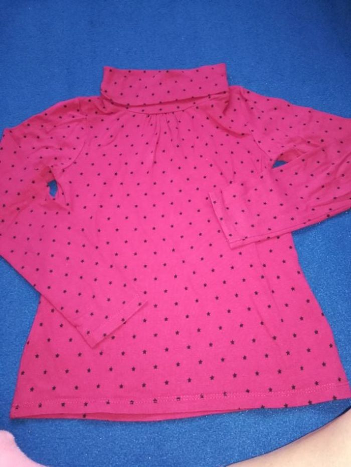 Col roulé fille rose fuschia.