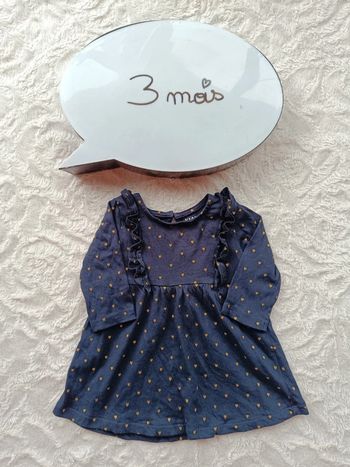 Robe manches longues Fille 3 mois cœur Kiabi Eco conception 100% coton bio