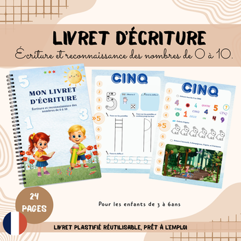 Livret d’écriture  des nombres de 0 à 10 | Réutilisable | Maternelle
