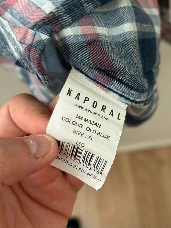 Chemise à carreaux bleu et rose manches longues - kaporal - xl en coton - photo numéro 6