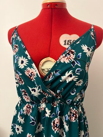 Robe longue vert émeraude fleurie LC2