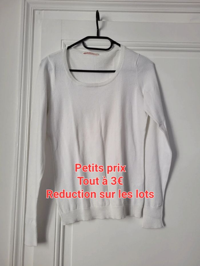Pull blanc Camaïeu Taille 2