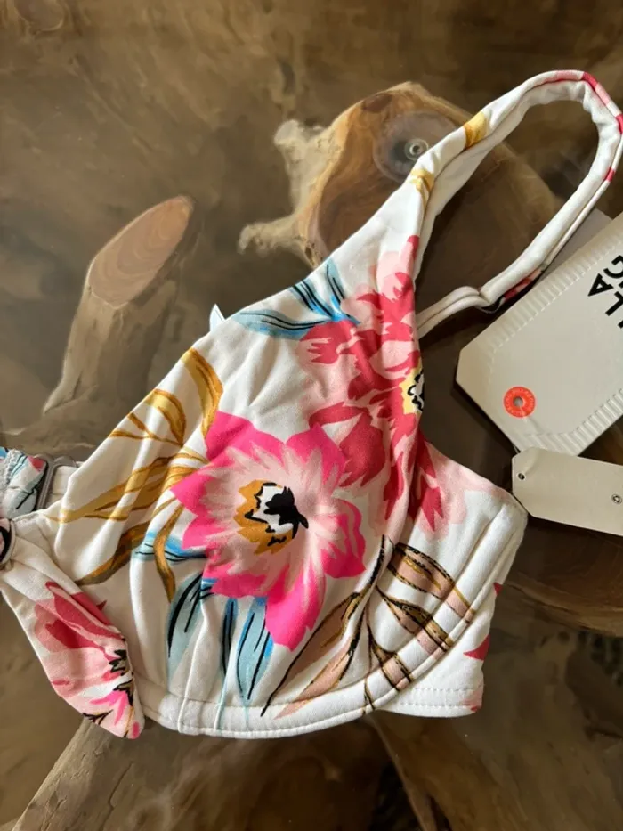 Haut de maillot de bain Billabong fleur blanc femme noeud - photo numéro 4