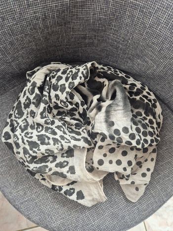 Snood Imprimé Léopard & Pois Noir & Beige