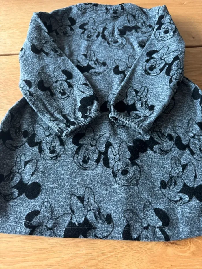 Robe ML fond gris dessins Minnie Mouse noir velours - Taille 4 Ans - photo numéro 8