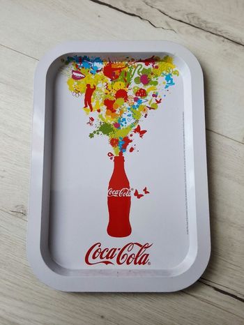 Plateau rectangulaire Coca-Cola blanc 30 x 21 cm 