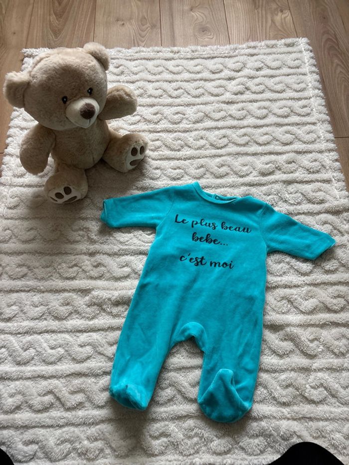 Pyjama bleu turquoise 3 mois - photo numéro 2