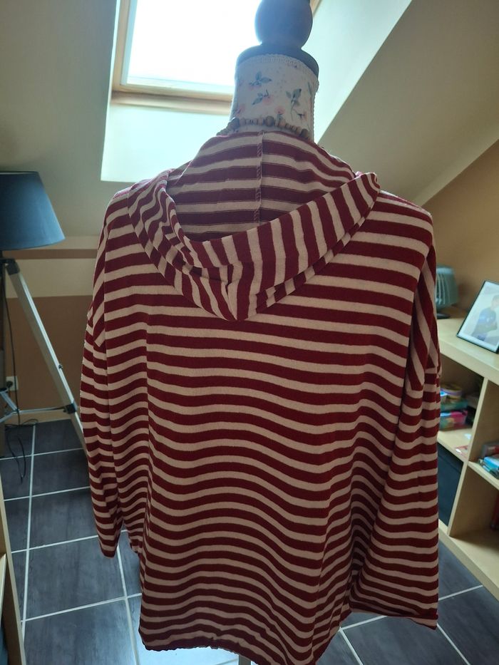 Gilet capuche marinière rayures bordeaux neuf - photo numéro 2