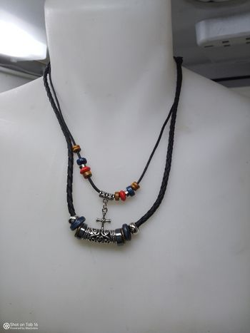 Collier pour homme tribal noir double lacet
