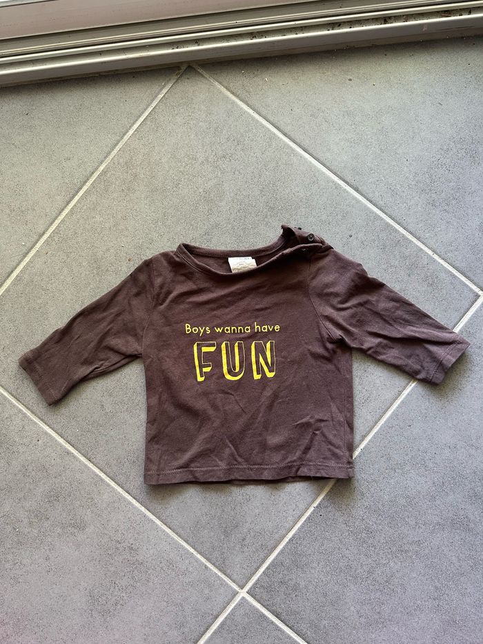 Haut marron manches longues Taille 6 mois
