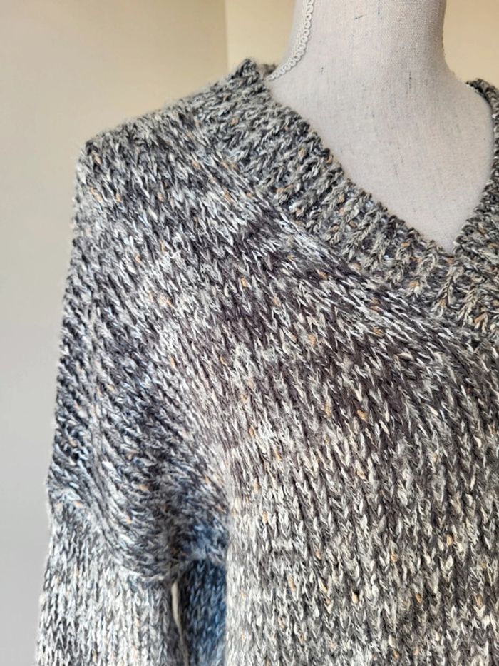 Pull col V gris beige chiné Springfield Taille S ou 36 - photo numéro 4