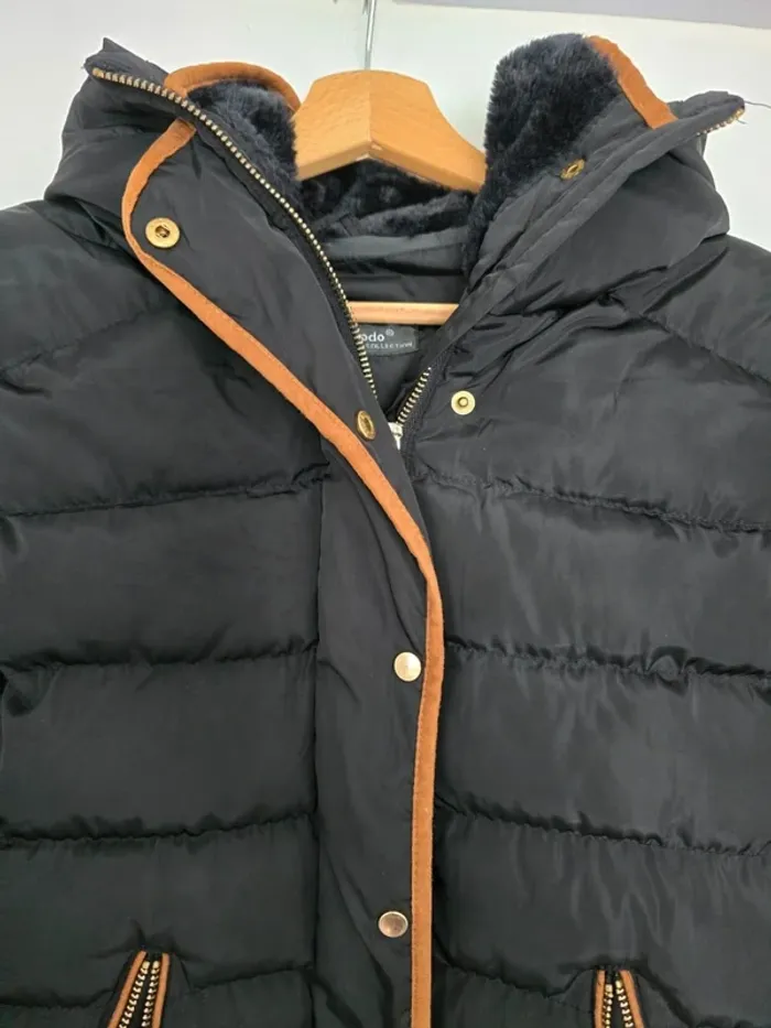 Doudoune impermeable noir et marron - photo numéro 4