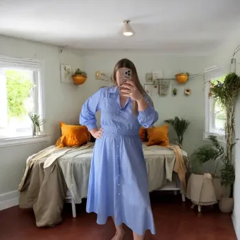 Ensemble rayé 2 pièces bleu 👗 chemise + jupe midi élégante | look chic été 💙