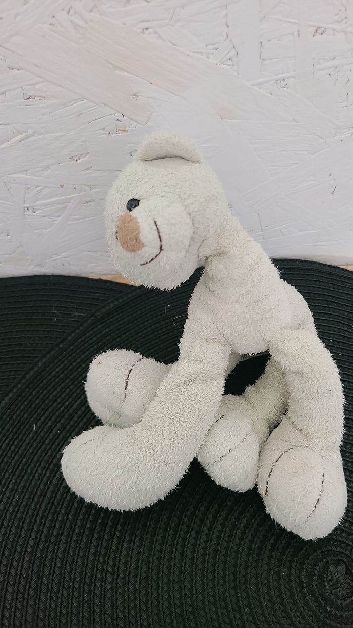 doudou peluche ours écru nez beige long cou pattes billes egmont toys - photo numéro 3