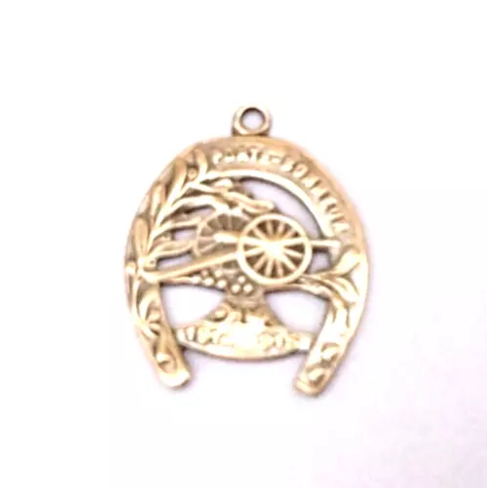 Ancien pendentif fer à cheval Porte-Bonheur 1914-1915 Laiton doré