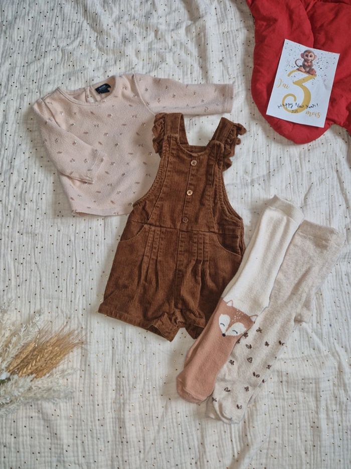 Ensemble salopette short velour