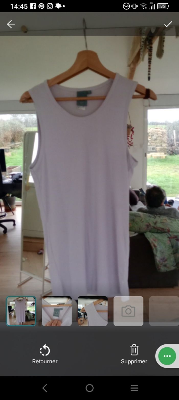 Débardeur L côtelé lilas c78 - photo numéro 2