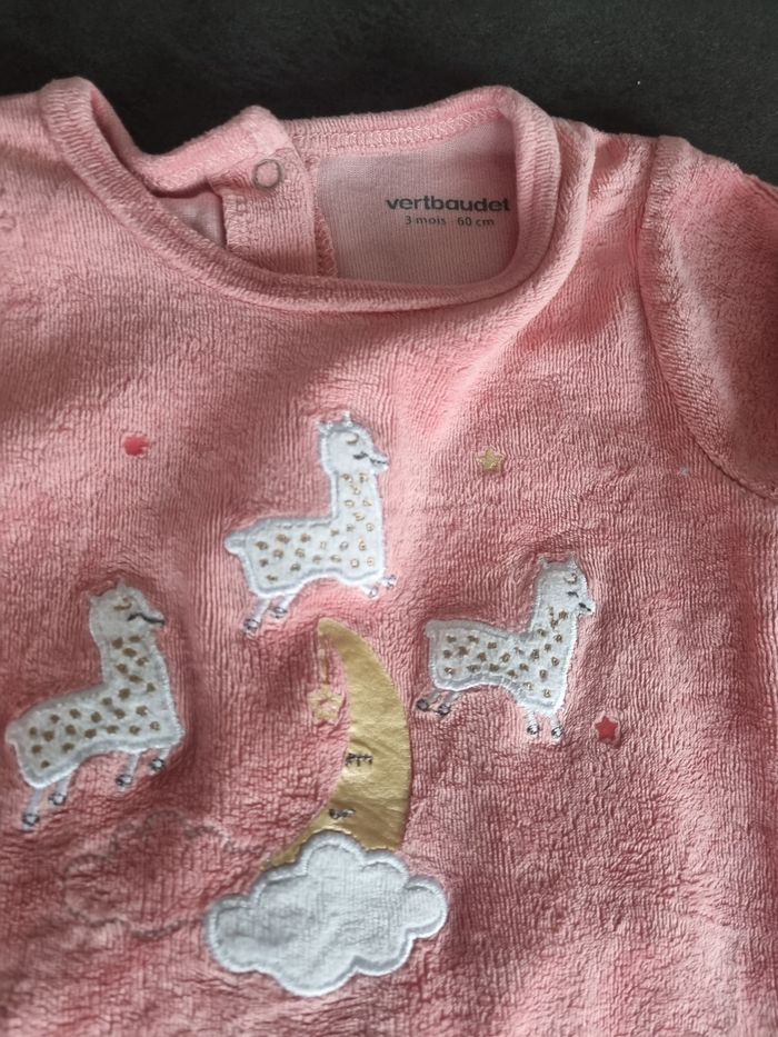 Pyjama velours Vertbaudet 3 mois - photo numéro 3