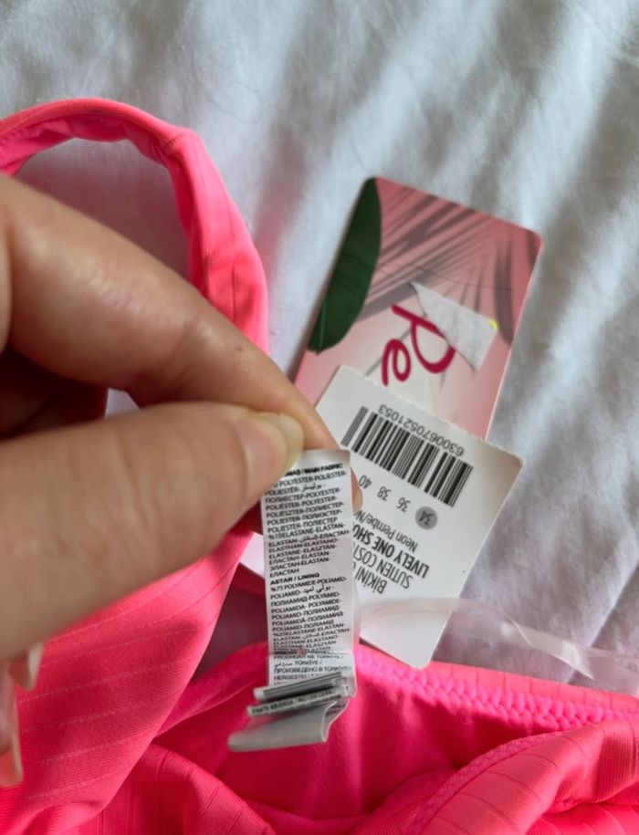 Haut de maillot de bain asymétrique bandeau bretelle rose fushia penti taille XS/34 neuf - photo numéro 4
