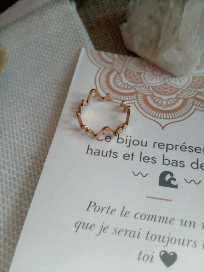 Bague en acier vagues de la vie+ carte